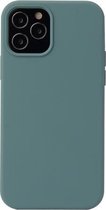 Effen kleur vloeibare siliconen schokbestendige beschermhoes voor iPhone 13 Pro Max (dennengroen)
