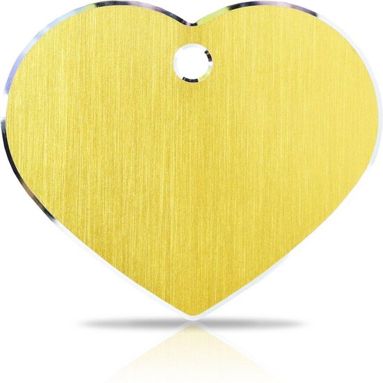 Hondenkeldertje - Dierenpenning | Hi-Line Heart - Large - Gold | 38x32mm | tweezijdig graveren | Kwaliteitsproduct