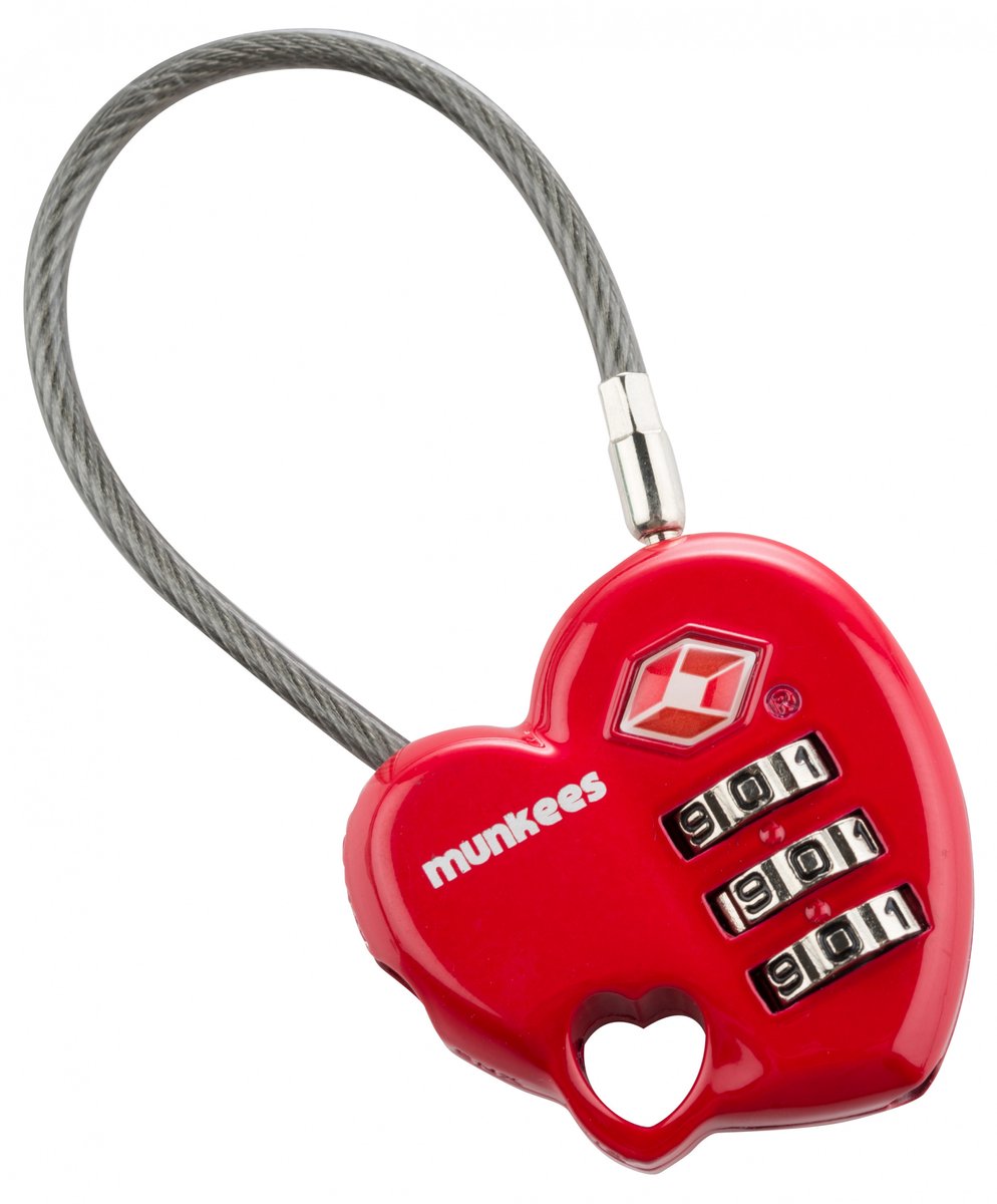 munkees TSA slot -cijferslot reisaccessoires, in hartjesvorm