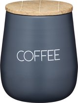 KitchenCraft Serenity Koffiebewaardoos met luchtdicht deksel - ijzer/mango hout grijs/bruin 12,5 x 15 cm