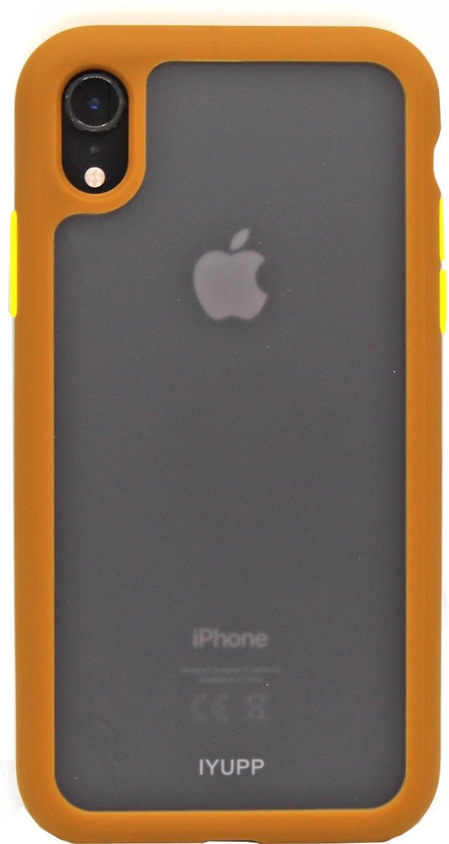 IYUPP Bumper geschikt voor Apple iPhone XR Hoesje Oranje x Transparant - Shockproof