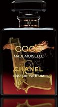 glasschilderij - Parfumfles Chanel pistool - 80x120 cm - Wanddecoratie