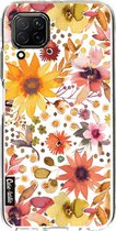 Casetastic Huawei P40 Lite Hoesje - Softcover Hoesje met Design - Flowers Gold Print