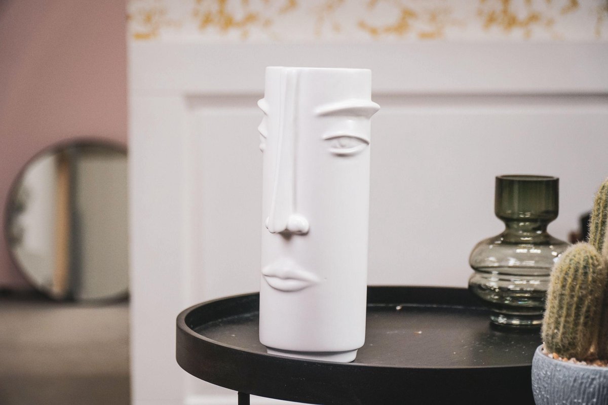 Vase visage 'En Profil' - Wit-14x11x25 cm | bol.com