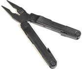 Zwarte Leatherman Rebar multitool met tang, schroevendraaier en liniaal.