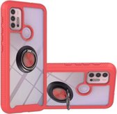 Voor Motorola Moto E7 Power Sterrenhemel Effen Kleur Serie Schokbestendige PC + TPU Beschermhoes met Ring Houder & Magnetische Functie (Rood)