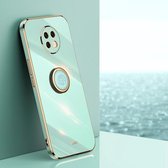 Voor Geschikt voor Xiaomi Redmi Note 9 5G XINLI Rechte 6D Plating Gold Edge TPU Shockproof Case met Ring Houder (Mint Groen)