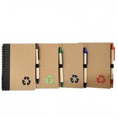 Bamboe Notitieboekjes met Pen | A6/A7 | 4 Stuks | Kleine Notitieboekje | 9 x 13 cm | Duurzaam Bamboe | Gerecycled Papier