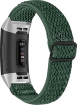 YONO Fitbit Charge 4 Bandje - Charge 3 - Nylon Stretch – Groen