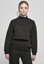 Urban Classics Crop Sweater/Trui -L- Oversized High Neck Crew Zwart