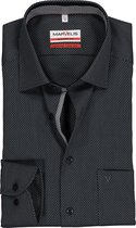 MARVELIS modern fit overhemd - zwart met grijs mini dessin (contrast) - Strijkvrij - Boordmaat: 43