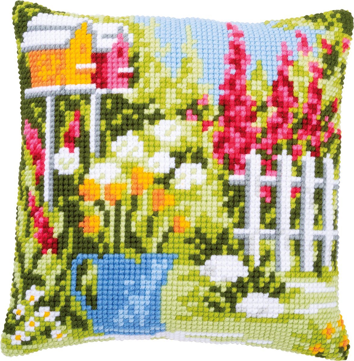Vervaco - Kruissteekkussen kit - Tuintafereel - PN-0182952 - Borduren - Borduurpakket - Borduurpakket volwassenen - Borduurpakket kind