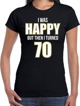 Verjaardag t-shirt 70 jaar - happy 70 - zwart - dames - zeventig jaar cadeau shirt 2XL