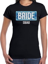 Bride squad t-shirt met panterprint - zwart - dames - vrijgezellenfeest outfit / shirt / kleding S