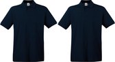 2-Pack maat XL donkerblauw polo shirt premium van katoen voor heren - Polo t-shirts voor heren