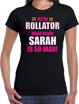 Verjaardag t-shirt rollator 50 jaar Sarah - zwart - dames - vijftig jaar cadeau shirt Sarah XXL