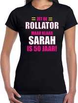 Verjaardag t-shirt rollator 50 jaar Sarah - zwart - dames - vijftig jaar cadeau shirt Sarah 2XL