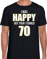 Verjaardag t-shirt 70 jaar - happy 70 - zwart - heren - zeventig jaar cadeau shirt L