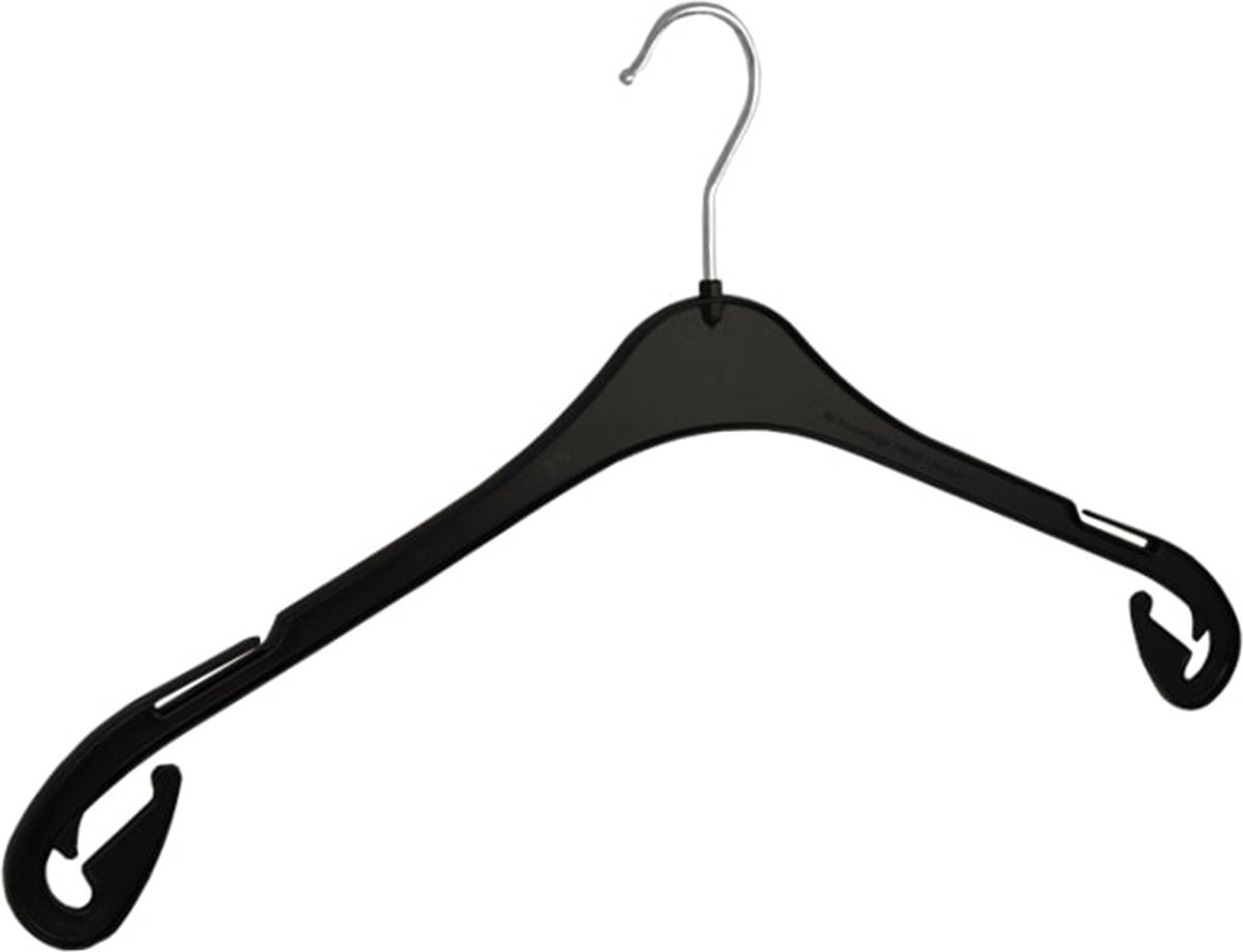 De Kledinghanger Gigant - 20 x Blousehanger / shirthanger (T47) kunststof zwart met rokinkepingen en anti-slip op schouders, 47 cm