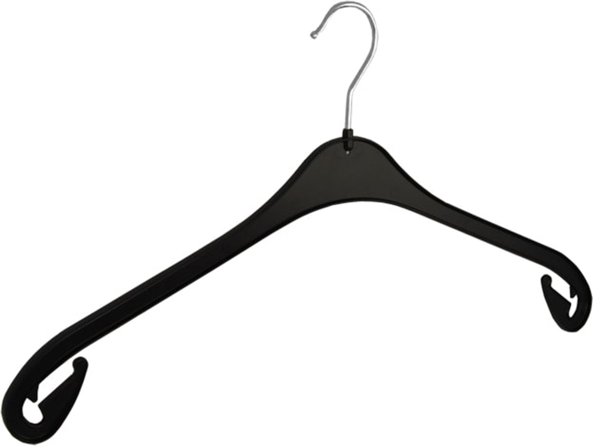 De Kledinghanger Gigant - 20 x Blousehanger / shirthanger (NA47) kunststof zwart met rokinkepingen en anti-slip op schouders, 47 cm