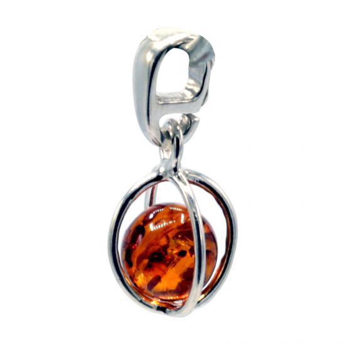 Hanger sterling zilver met amber kogel - Edelsteen - 1.5 - Zilver - M