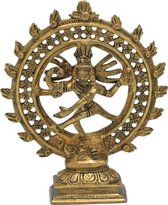Shiva Nataraja messing dubbele ring goudkleurig - 15 - 420 - Messing - Metaal - M