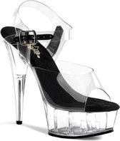 Pleaser - DELIGHT608 Ankle strap sandal - US 5 - 35 Shoes - Zwart/Transparant
