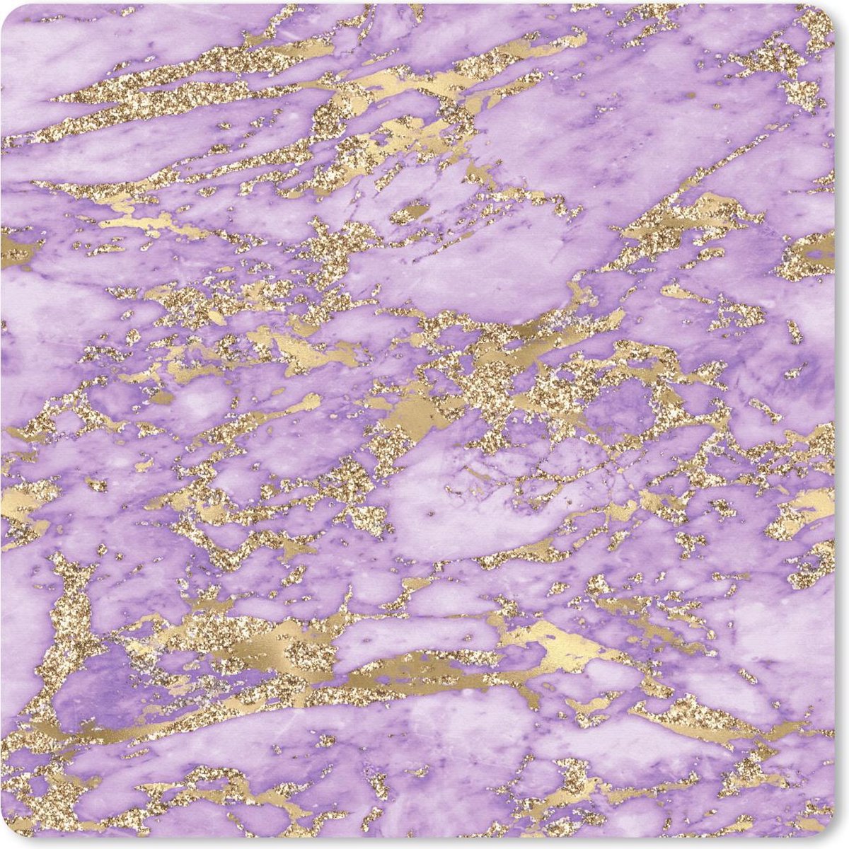 Muismat 30x30 cm - Mousepad Marmer - Glitter - Paars - Goud - Muismatten