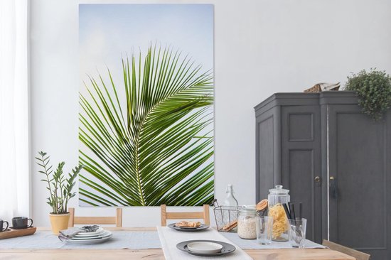 Tableau Toile Feuilles de Palmier - Ciel - Tropical - 120x180 cm - Décoration murale XXL