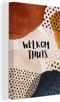 Canvas Schilderij Spreuken - Quotes - 'Welkom thuis' - Stippen - 40x60 cm - Wanddecoratie