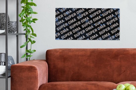 Canvas schilderij 80x40 cm - Wanddecoratie Oma - Spreuken - Quotes - Super oma - Muurdecoratie woonkamer - Slaapkamer decoratie - Kamer accessoires - Schilderijen - Moederdag cadeautje - Cadeau voor moeder - Tekstbord