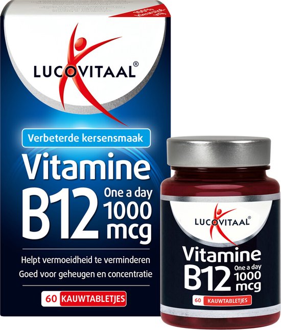 Lucovitaal Vitamine B12 1000 micogram Voedingssupplement - 60 kauwtabletten - Kersensmaak