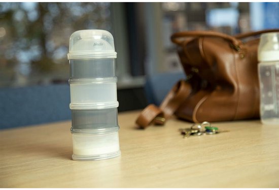 NUK 80601183 Boîte de dosage de Lait en poudre - 4 compartiments empilables pour stocker la poudre - Grijs Grijs - blanc