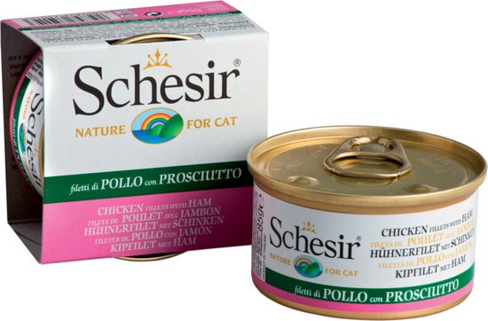 14x Schesir Kattenvoer Kip en Ham in Gelei 85 gr