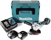 Makita DGA511RTJ 18V Li-Ion Accu haakse slijper set (2x 5.0Ah accu) in Mbox - 125mm - koolborstelloos Makita DGA511RTJ 18V Li-Ion Accu haakse slijper set (2x 5.0Ah accu) in Mbox - 125mm - koolborstelloos