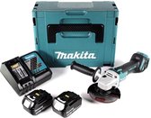 Makita DGA511RTJ 18V Li-Ion Accu haakse slijper set (2x 5.0Ah accu) in Mbox - 125mm - koolborstelloos