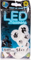 ballonnen led Scary 25 cm latex wit 5 stuks