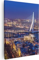 Artaza Canvas Schilderij Rotterdamse Skyline Met De Erasmusbrug  - 40x50 - Foto Op Canvas - Canvas Print