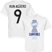 Argentinië Copa America 2021 Winners Kun Aguero 9 T-Shirt - Wit - Kinderen - 98