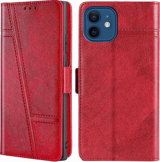 Étui pour iPhone XS avec motif - Cuir PU - Porte-cartes - Fermeture magnétique - Apple iPhone XS - Rouge