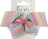 Haarspeldjes duckclip 10.0cm Grote Regenboog Strik - Verticaal Gestreept - 1 stuk