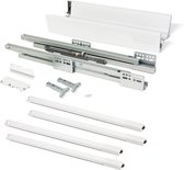 Emuca Ladekit voor keukens Vantage-Q, hoogte 204 mm, diepte 450 mm, met rails, zachte sluiting, Staal, Wit