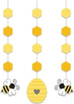 hangdecoratie Bumblebee baby papier geel 3-delig