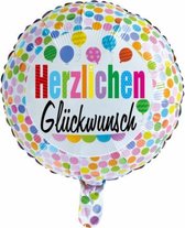 folieballon Herzlichen Gl√ºckwunsch dots 45 cm wit