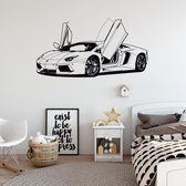 Muursticker Supercar - Donkergrijs - 160 x 84 cm - baby en kinderkamer - voertuig baby en kinderkamer alle