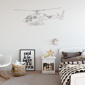 Muursticker Helikopter -  Zilver -  80 x 24 cm  -  baby en kinderkamer - Muursticker4Sale