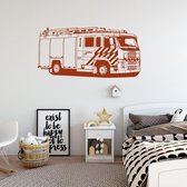 Muursticker Brandweer Auto -  Bruin -  120 x 59 cm  -  baby en kinderkamer - Muursticker4Sale