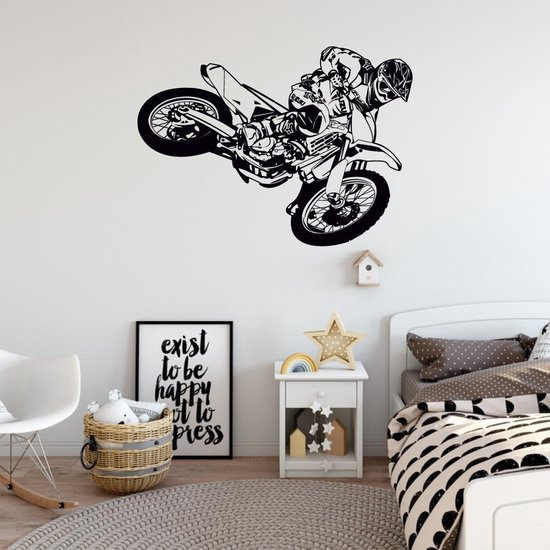 Sticker Muursticker Dirt bike - Oranje - 160 x 116 cm - chambre bébé et enfant - Muursticker4Sale