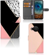 GSM Hoesje Nokia X10 | Nokia X20 Bookcase Black Pink Shapes