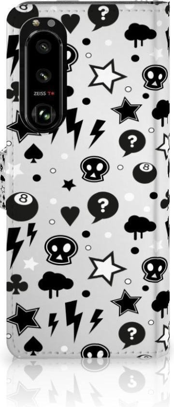 Portefeuille Sony Xperia 5III Téléphone Portable Couverture Standing pour Argent Punk